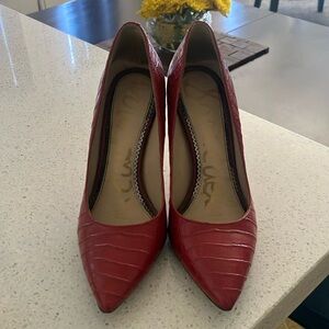 Sam Edelman Hazel Red Croc-Embossed Women's Heels